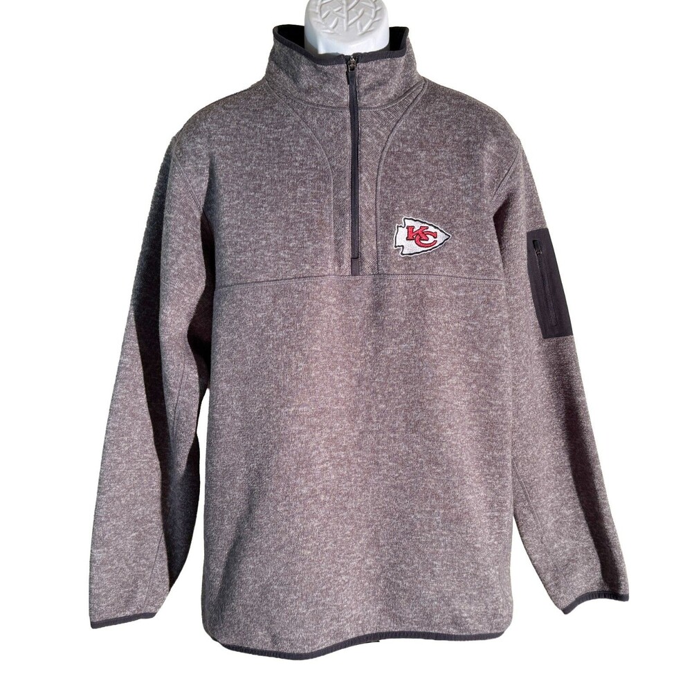 Antigua Kansas City Chiefs Long Sleeve 1/2 Zip‎ Fleece Gray XL